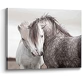 Horse Canvas Wall Art Bedroom: Vintage Couple Animal Portrait Picture Modern Living Room White Horses Painting Print Decor Horizontal Farm Wildlife Equestrian Artwork for Home Office