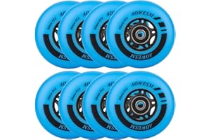 AOWESM Inline Skate Wheels 80mm 76mm 72mm 85a Outdoor Indoor Black Blue Red Roller Hockey Blades Replacement Wheels w/Bearings ABEC-9 and Floating Spacers (8-Pack)