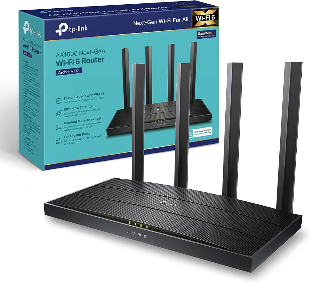 TP-Link Archer AX18 WiFi 6 Router AX1500 Mbps Gigabit Ethernet VPN Server Easy