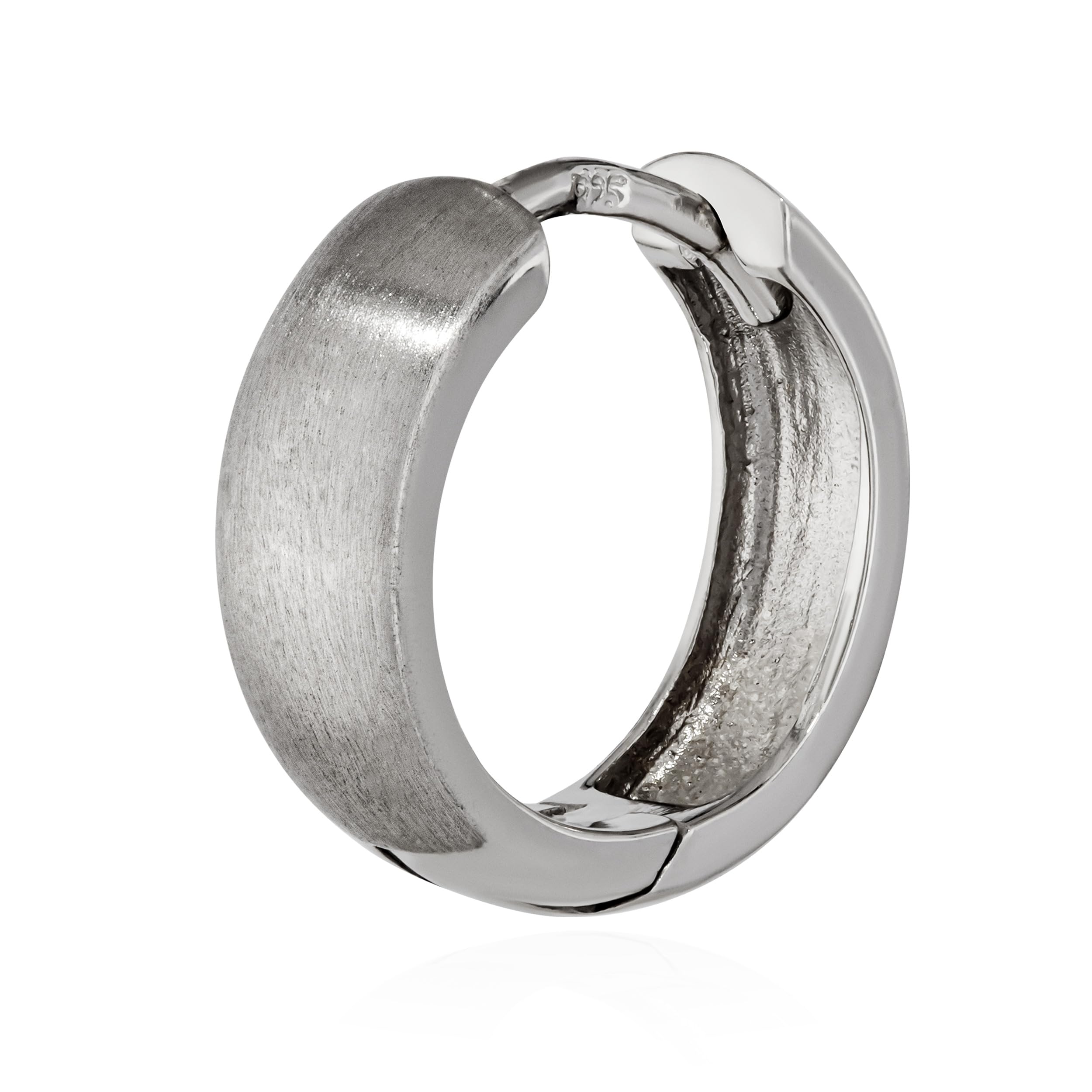 NKlaus silver single 925 sterling silver hinged earring 14mm matt tarnish 4810