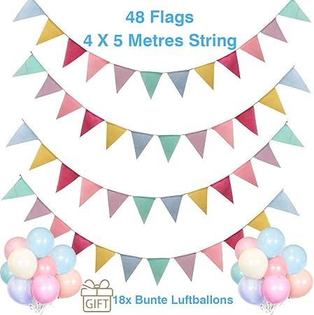 Hook 48 Flags Imitated Burlap Bunting Banner Multicolor Fabric