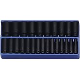 Genius Tools 24 Piece 1/2" Dr. 6-Point Metric Deep Impact Socket Set 8mm-36mm (CR-Mo) - DI-424M (Old Part # DI-425M)