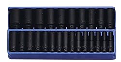 GENIUS TOOLS 25 Piece 1/2" Dr. 6 Point Metric Deep