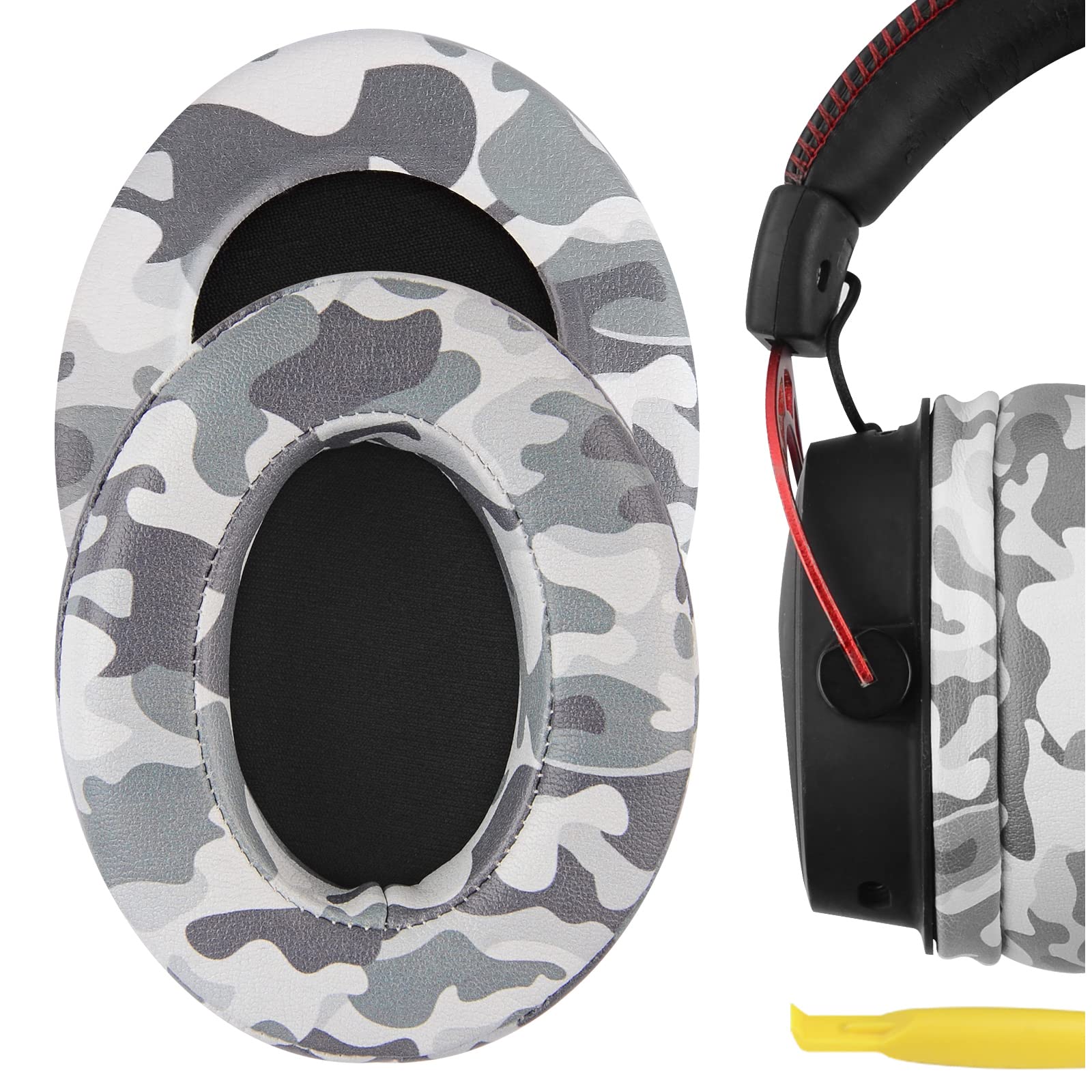 Geekria Extra Thick Replacement Ear Pads Compatible with HyperX Cloud III/II/Mix/Alpha/Flight/Stinger/Revolver S Headphones, Ear Cushions (Camo)