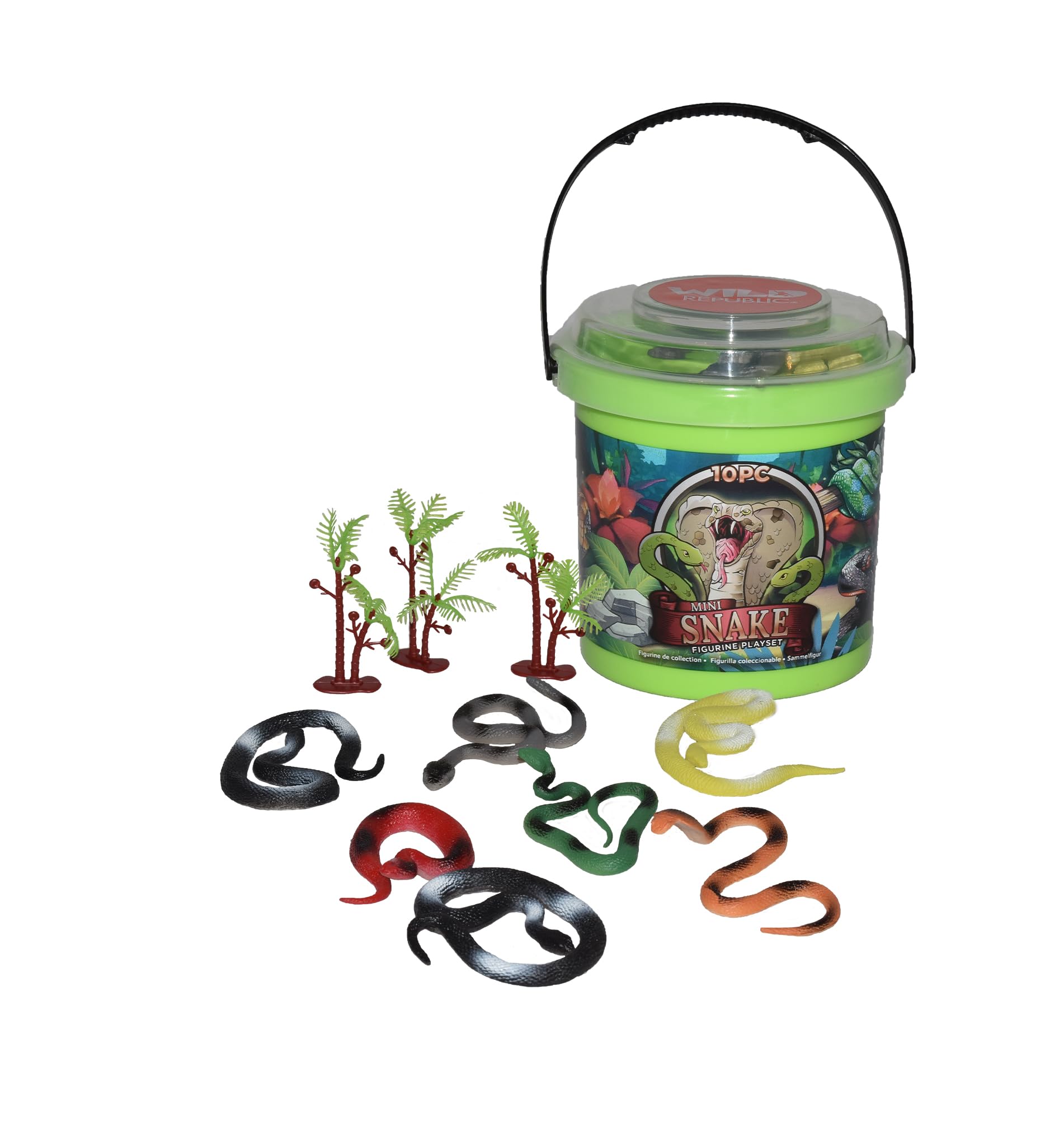 Wild Republic Adventure Bucket Mini Snake, Playing Set, 10 cm, 10 Pieces