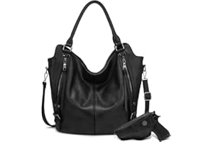 REALER Concealed Carry Hobo Purse for Women Faux Leather Crossbody Shoulder Bags Large Tote Bag with Detachable Holster