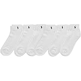 POLO RALPH LAUREN Men's Classic Sport Solid Socks 6 Pair Pack - Cushioned Cotton Comfort, White, 6-12.5