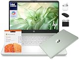 HP 14 Laptop Student Business 2025 Flagship Computer, AI Copilot, 4-Core 13th Gen Intel CPU, 16GB RAM 628GB Storage (128GB UFS+ 500GB Ext), 1-Yr Office 365, Long Battery HubxcelAccessory Win 11S Green