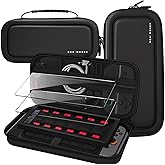 ROH - MOVEN Carrying Case for Nintendo Switch 2 (2025), Portable Hard Shell Travel Game Bag, Accessories Bundle with 2 Tempered Screen Protectors 1 Frame, 12 Game Card Slots, Waterproof, Black