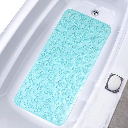 Kuber Industries PVC Bath Mat with Suction Cups - 26 x 14, SkyBlue