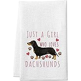 DETIHO Dachshund Gifts for Women, Weiner Dog Lover Kitchen Gifts for Women, Cute Kitchen Towels Decorative Set 16x24 Inches Set of 1, Hand Tea Towels for Kitchen Dish (A16)