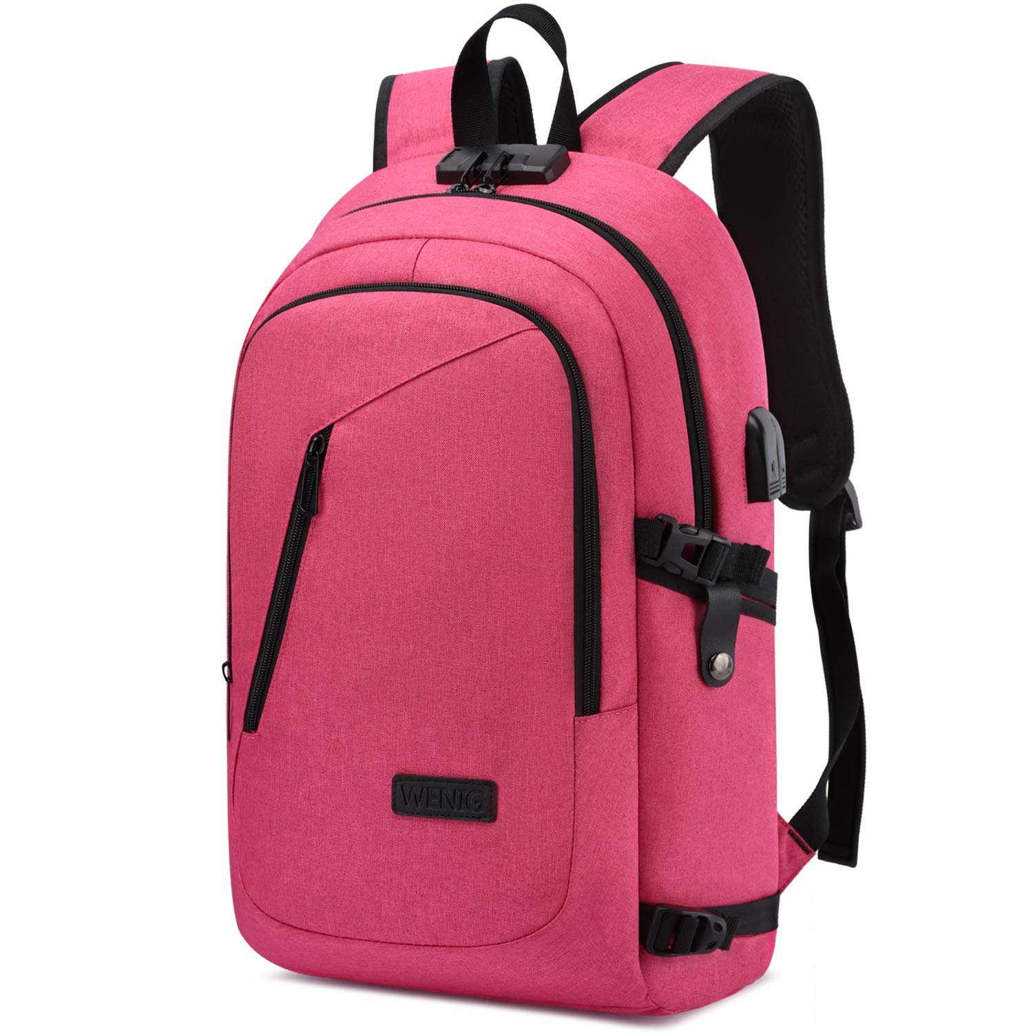 WENIG Anti-Theft Laptop Backpack for Women, School Bag with USB Port and Lock, Business Backpacks for Women Men Fit 15.6 Inch Laptops College Student Gift,Bookbag