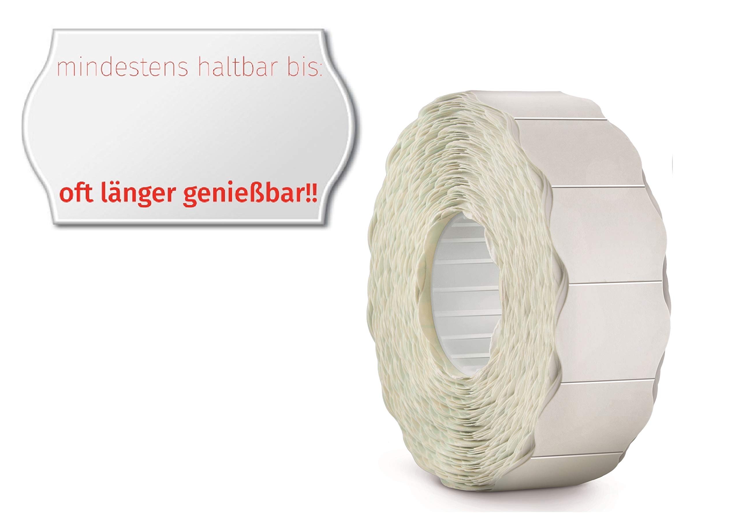 Meto labeler labels against food waste, with preprint (26 x 16 mm, 1 line, 7,200 pieces, permanent / frozen, for METO , Contact, Sato, Avery, Tovel, Samark etc.) 6 rolls, white / red