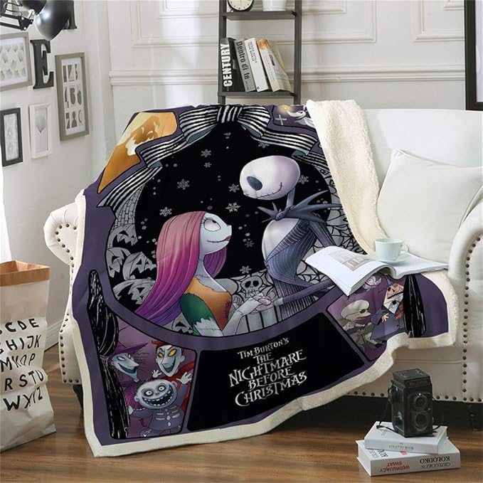 Nightmare Before Christmas Blanket,Skull Bedding,Digital Printing,100