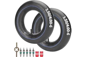 RUTU Set of 2 3.50/4.00-6 350/400-6 Inner Tube with TR13 Straight Valve Stem Replacement for Hand Trucks Lawn Mowers Yard Tra