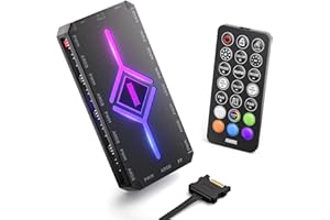 AsiaHorse [Upgraded]ASH-S1 ARGB Fan Hub Controller-9-Port PWM & 5V Addressable ARGB Hub with Remote Control, Supports 20 Preset Effects & Color-Learning Mode, Aura Sync Compatible, for Custom PC Build