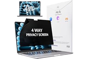 Peslv 360° 4 Way Privacy Screen for MacBook Air 15 Inch (2023-2025, M2 M3 M4), Anti Glare Blue Light Spy Filter Private Cover