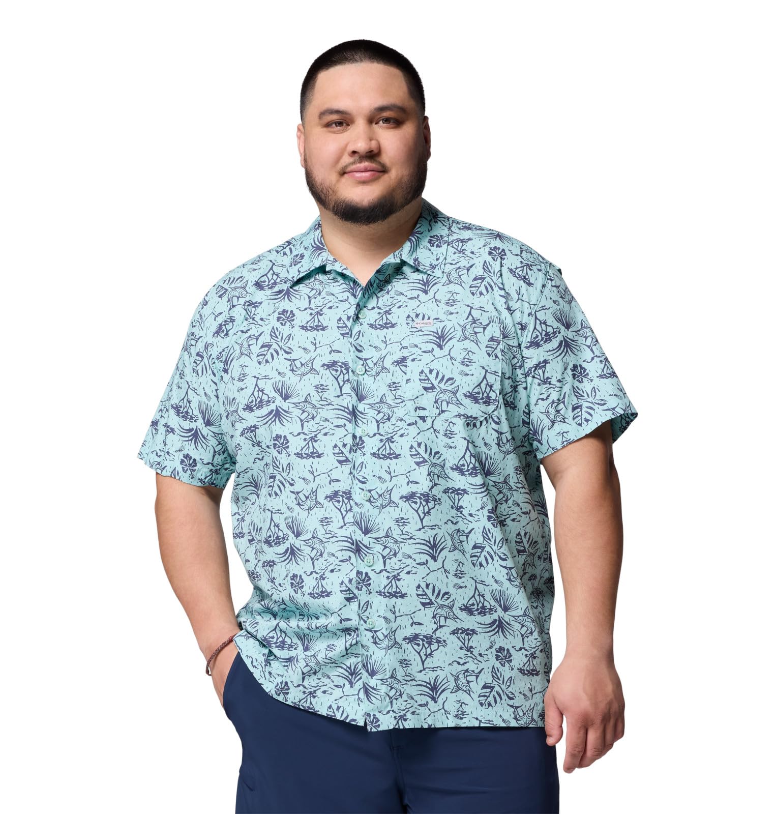 Columbia Men's Trollers Best Short Sleeve Shirt, Spray Marlin Chase, 2X Tall Image Columbia Men's Trollers Best Short Sleeve Shirt, Spray Marlin Chase, 2X Tall Image