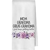 BlissfulAbon Great Grandma Dish Towels - Great Grandma Gifts Waffle Weave Kitchen Towels, Grandma Decorative Hand Tea Towel, New Grandma Gifts, 16×24 Inches