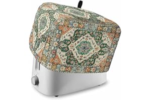 VERSOTILAHOME Green Orange Beige Boho Toaster Cover 2 Slice, Retro Ethnic Tribal Dustproof Bakeware Oven Protector with Top Hook, Abstract Art Waterproof Small Kitchen Appliance Toasters Dust Cover, 12"x7.5"x8"