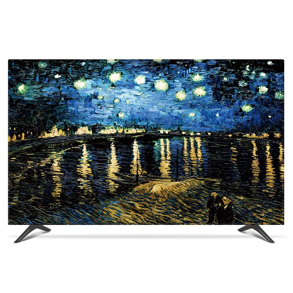 NANKAN 22-80 Inches TV Cover, Bright Colorful Dust Proof TV Screen Protector for LCD LED, Indoor Bedroom Living Room Decoration Dust Cover (Color : River, Size : 55in)