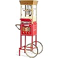Nostalgia Vintage 8 Ounce Professional Popcorn Cart Makes Up to 32 Cups, Three Storage Candy & Kernel Dispenser Also for Nuts, Chocolate, Measuring Spoons and Scoop Included, Red