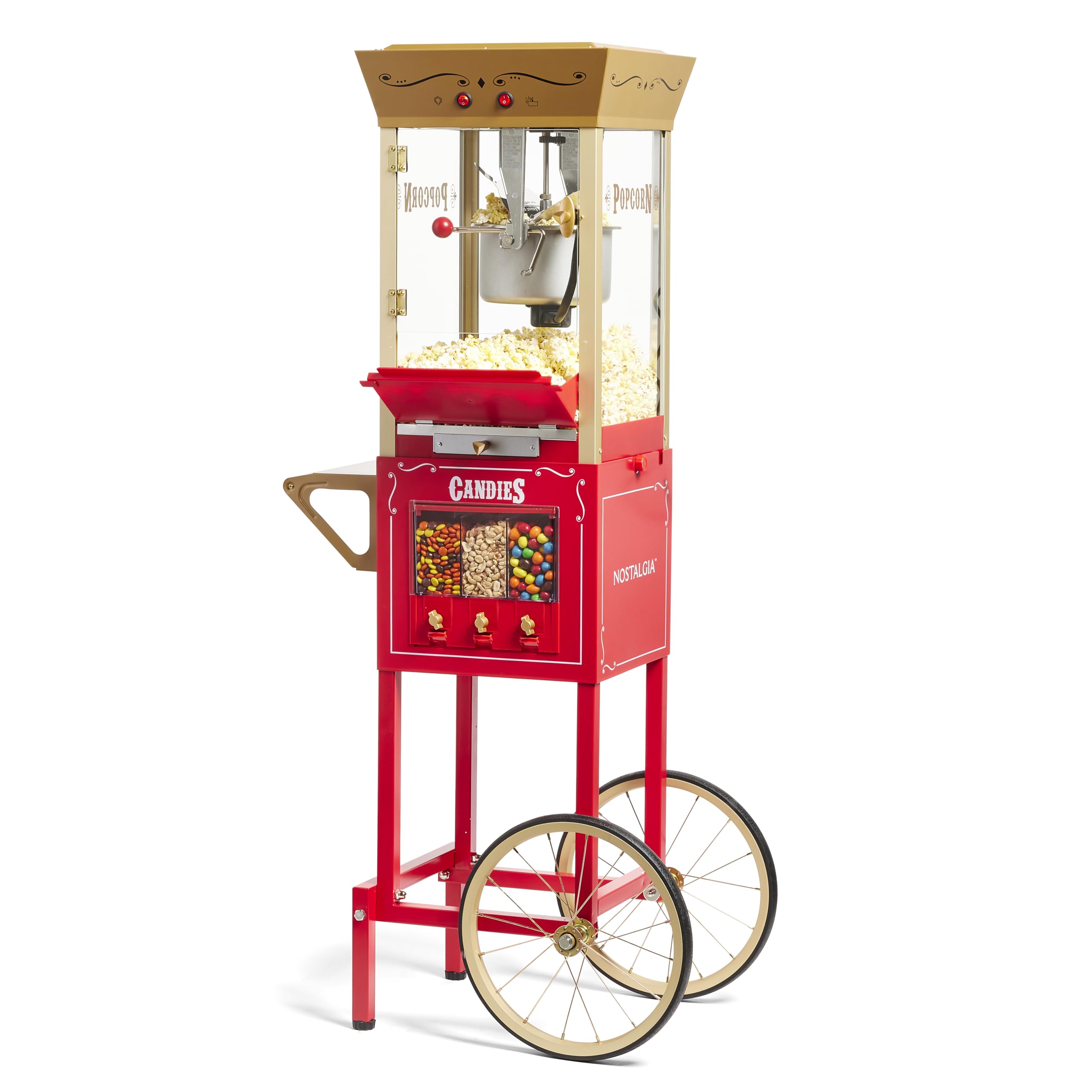 Photo 1 of ***PARTS ONLY****Nostalgia Vintage 8 Ounce Professional Popcorn Cart Makes Up to 32 Cups, Three Storage Candy & Kernel Dispenser Also for Nuts, Chocolate, Measuring Spoons and Scoop Included, Red