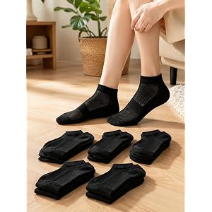 6 Pairs No Show Socks for Mens, Low Cut Ankle Socks for Women & Men, Soft Cotton Breathable Athletic Running,Silicone Anti-Sl