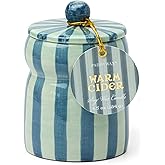 Paddywax Cabana Hand-Painted Scented Candle with Lid in Ceramic Reusable Jar, Clean-Burn Soy Candle, Warm Cider Scent, Approx. 42 Hour Burn Time, 6.5 oz