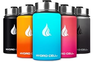 HYDRO CELL Stainless Steel Insulated Water Bottle with Straw - For Cold & Hot Drinks - Metal Vacuum Flask with Screw Cap and 