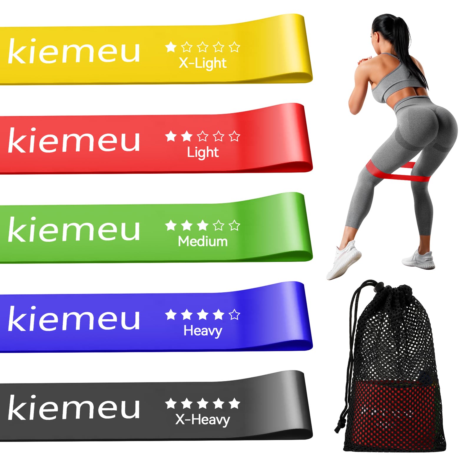 Kiemeu Mini Loop Resistance Bands For Women, Rubber Exercise Bands Resistance For Legs And Glute, 6 cm Widened Version