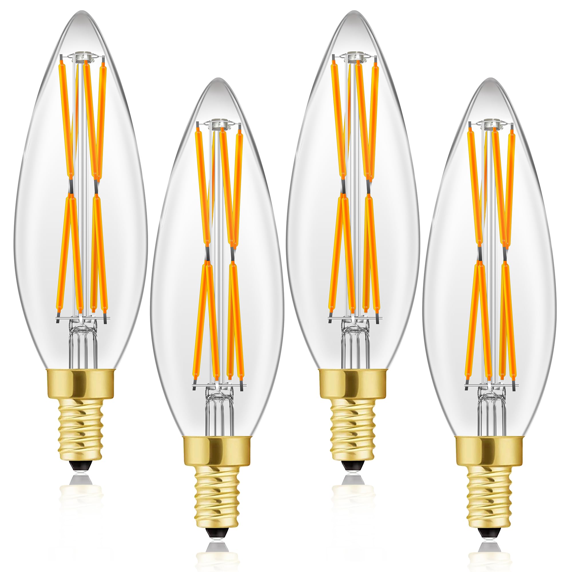 Photo 1 of E12 LED Bulb 8W,100 watt Equivalent, Dimmable Candelabra Led Light Bulbs,Chandelier Light Bulbs 2700K Warm White,850lm Edison Bulb 4.85In,4-Pack.