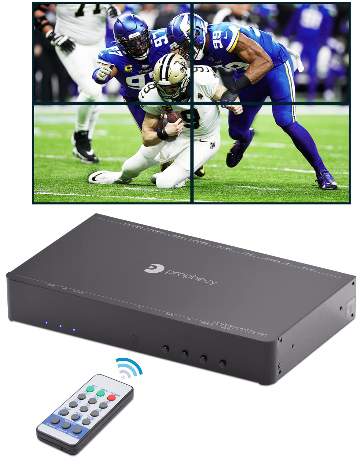 gofanco Prophecy 2x2 Video Wall Processor - 180º Rotation, Tear-free, Bezel Adjustment, Cascading, Supports 1x1, 2x2, 1x2, 2x1, 1x3, 3x1, 1x4, 4x1, FW Upgradable, TAA Compliant (PRO-VideoWallv2)