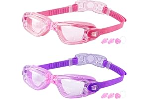COOLOO Kids Swim Goggles, 2 Packs Swimming Goggles for Kids Girls Boys and Child Age 4-16
