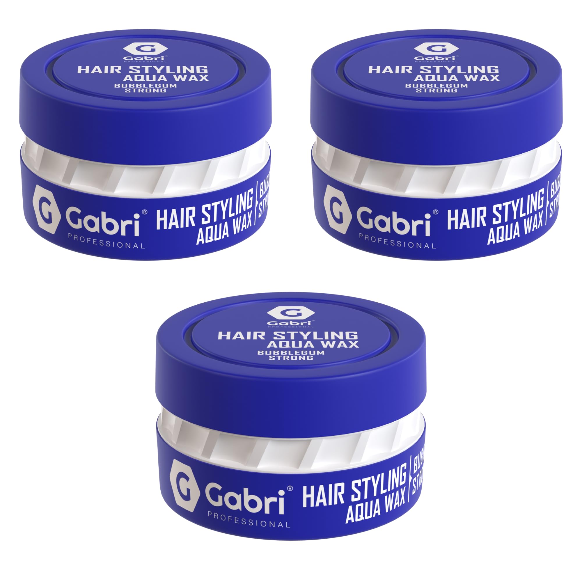 Gabri Hair Styling Wax 150ml (Pack of 3), Water Based Professional Aqua Gel Wax for Men & Women, Strong Hold Edge Control, Maximum Control & Long Lasting, All Hair Types (Bubble Gum Strong)