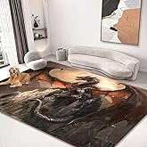 kksme Large Area Rug 5'x6' Carpet for Bedroom Living Room Kids Room Home Decor Rugs Mat Non Slip The Dragon On Castle