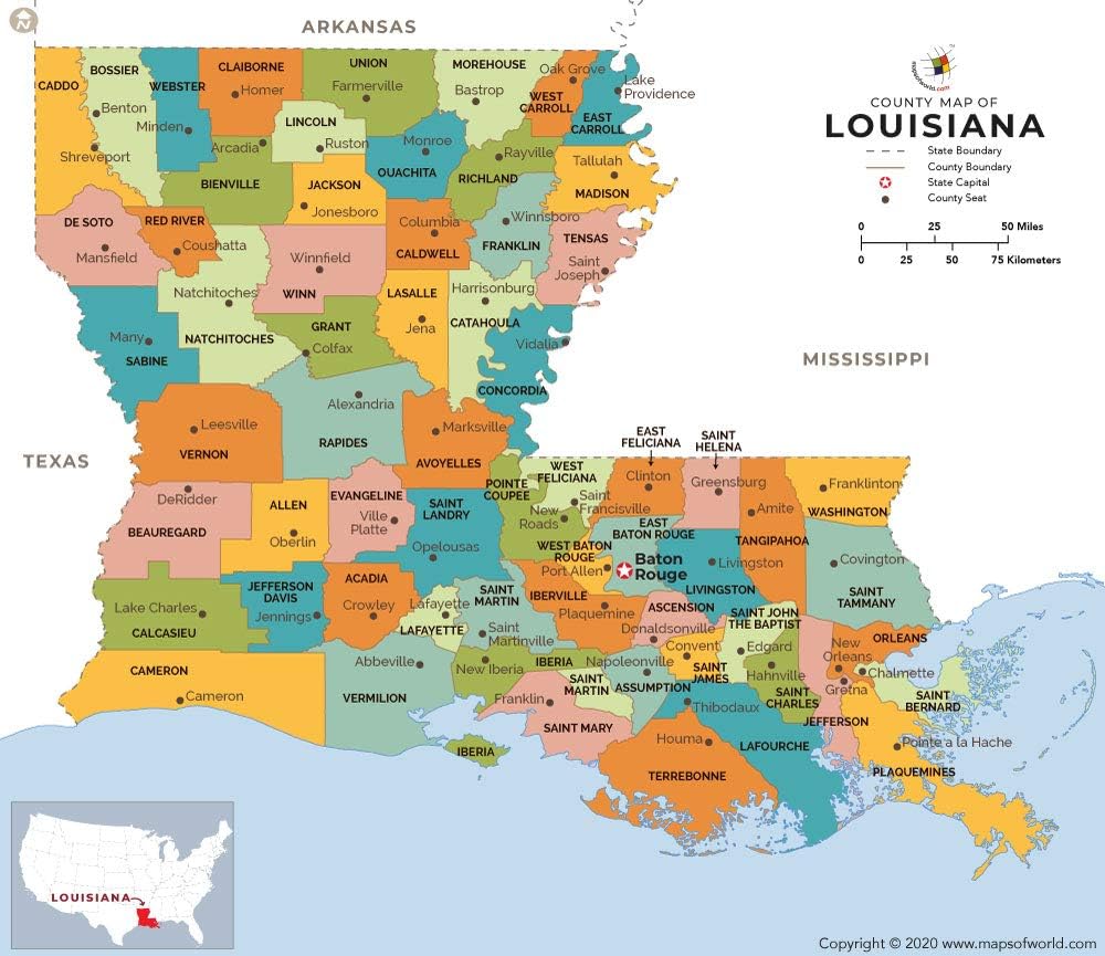 Printable Louisiana Parish Map Printable World Holiday