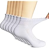 +MD Diabetic Socks for Men Women 6 Pairs,Non-Binding Top Extra Wide Ankle/Crew Socks, for Edema Circulator 9-11 10-13 13-15