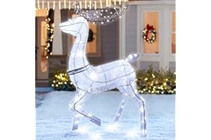 WONDER SOLAR Outdoor Christmas Clearance Decoration Lighted Reindeer 4.5 FT Xmas LED Lights Reindeer Decor Outside, Outdoor Holiday Decorations for Home, Yard, Garden