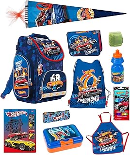 Familando Hot Wheels Schulranzen-Set 11tlg. mit Federmappe und Schultüte 85 cm Ranzen 1. Klasse Einschulung