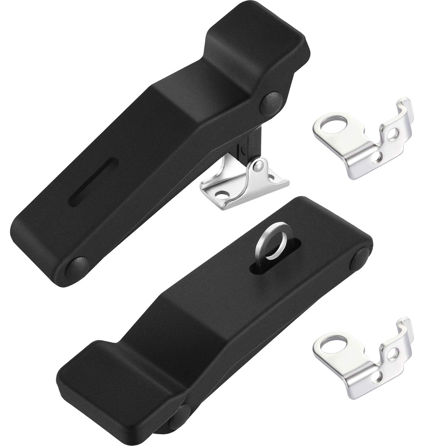Photo 1 of 2 Pieces Rubber Latch Flexible Front Storage Rack 4 Inch with Hole, Over Center Thermoplastic Elastomer Boat Latch for Door Handle, Cooler, Cargo Box, and Compartment