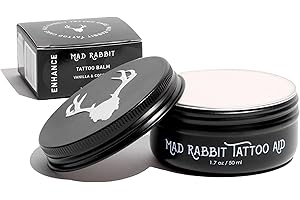 Mad Rabbit Tattoo Balm & Aftercare Cream- Color Enhancement that Revives Old Tattoos, Hydrates New Tattoos, Made With Clean Ingredients + Petroleum Free, Daily Tattoo Lotion Moisturizer & Brightener
