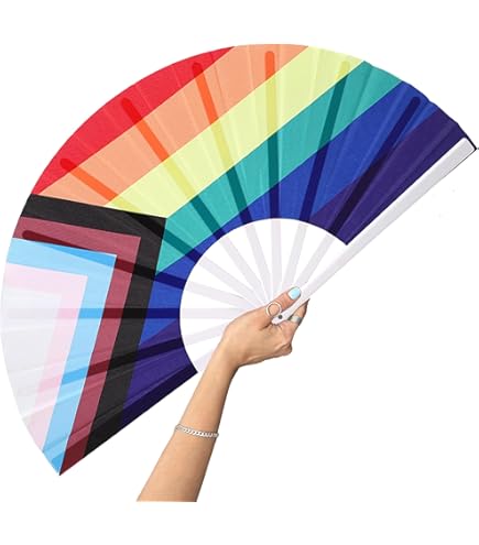 Promotional Rainbow Folding Hand Fans Plastic Frames Handheld Large Fans Dance Fan - Buy Custom
