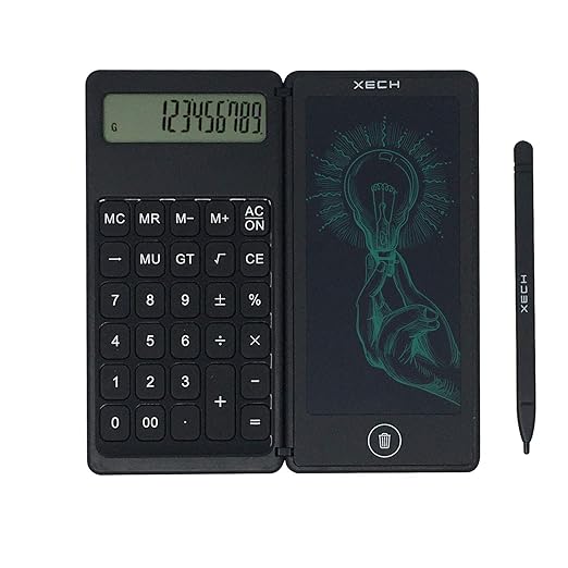 Xech Foldable LCD EWriter and 12 Digit Calculator DigiFold with Stylus