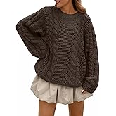 Trendy Queen Cable Knit Oversized Sweaters Womens Cozy Pullover Sweater Fall Winter Clothes