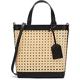 Rattan Tote Bag for Women Straw Beach Bag Crossbody Purse PU Leather Summer Shoulder Bag Cute Boho Purses Tote Handbag