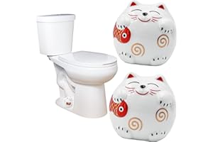 AELOER 2 Pcs Ceramic Cat Toilet Bolt Covers, Toilet Floor Bolt Caps Screw Cover for Bathroom Decor, Mini Coin Piggy Bank, Cute Animals Themed Gadgets Decorative Bowl Caps