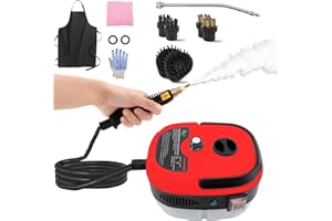 CKDUCTPRO Steam cleaner,Handheld Steamer for Cleaning with 3 Brush Heads, 6 Speeds High Pressure Temperature Portable Steam Cleaner for Upholstery,Kitchen,Furniture Bathroom Car,Grout and Tile (Red)