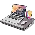 Lap Desk Laptop Bed Table: Fits up to 17 inch Laptops Portable Pad Computer Lapdesk - Large Holding BedDesks with Soft Pillow