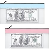 2 Pieces Money Bags with Zipper, Cash Envelopes 7.8×3.9 Inch, 2 Colors Money Pouch Clear Bank Deposit Easter Decor Bag for Multi-Purpose Check Wallet Collectors
